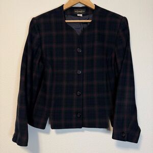 Vintage Requirements Plaid Navy Purple Blazer Jacket Size 18
